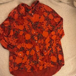 Saint + Sofia Orange and Blue Floral Top